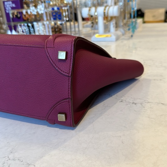 Authentic Celine raspberry calfskin micro luggage satchel bag - Picture 8 of 10